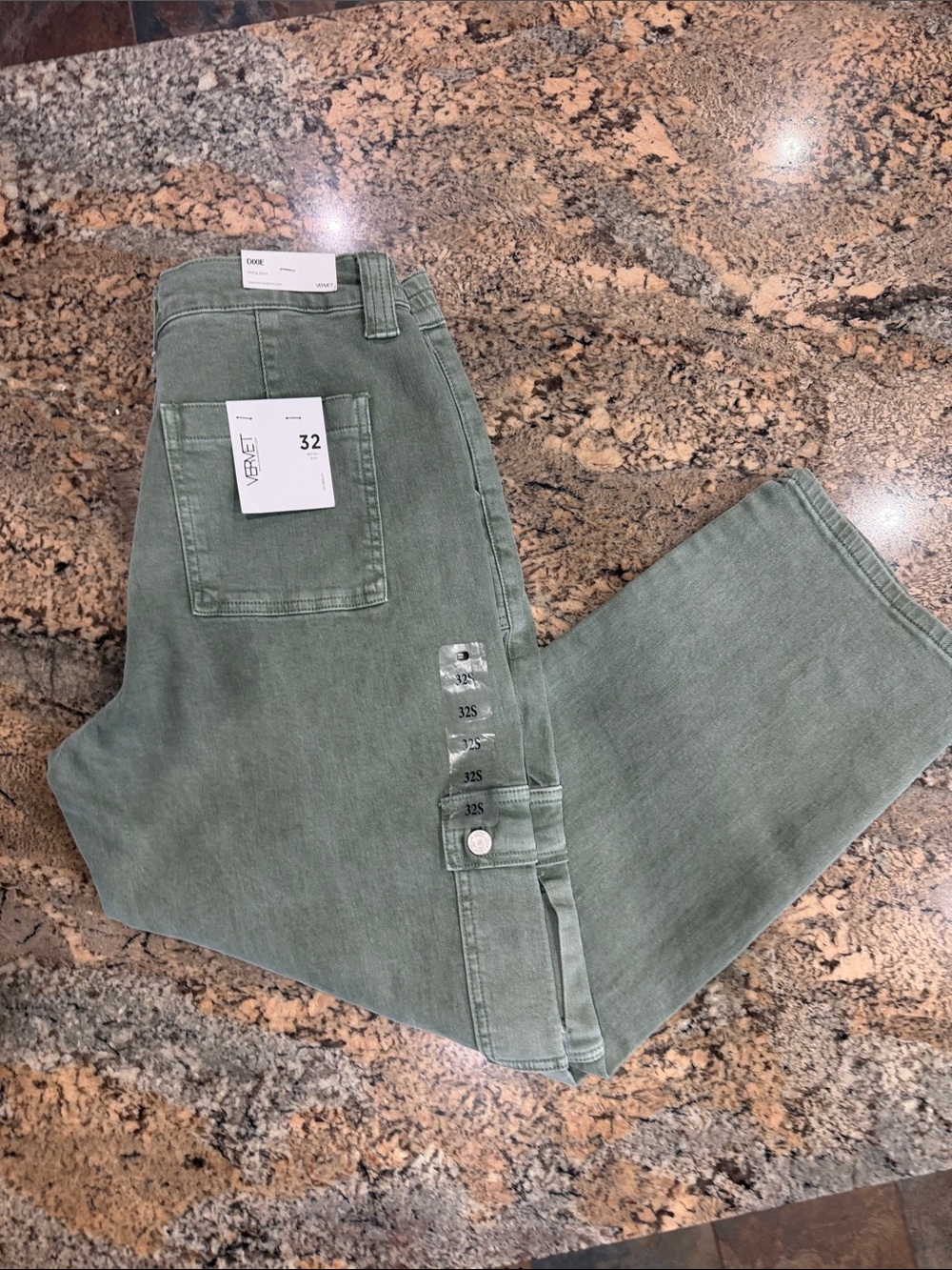 Olive Green High-Rise Utility Jeans for Women - Picture 2 of 9